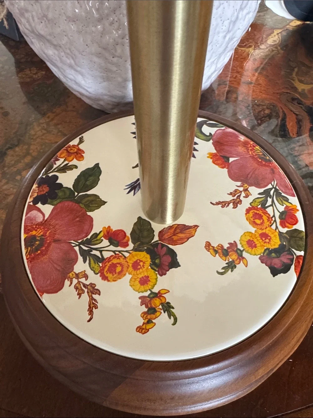 MacKenzie-Childs White Flower Paper Towel Holder
